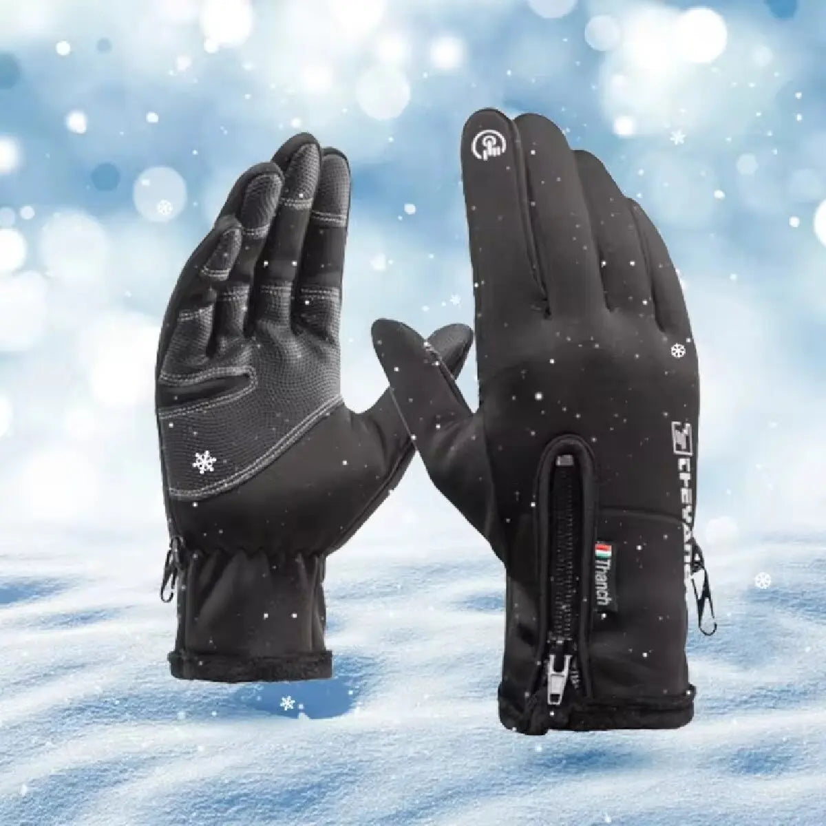 Black thermal touchscreen winter gloves