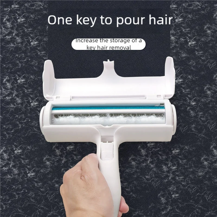 Self-cleaning pet hair remover roller
