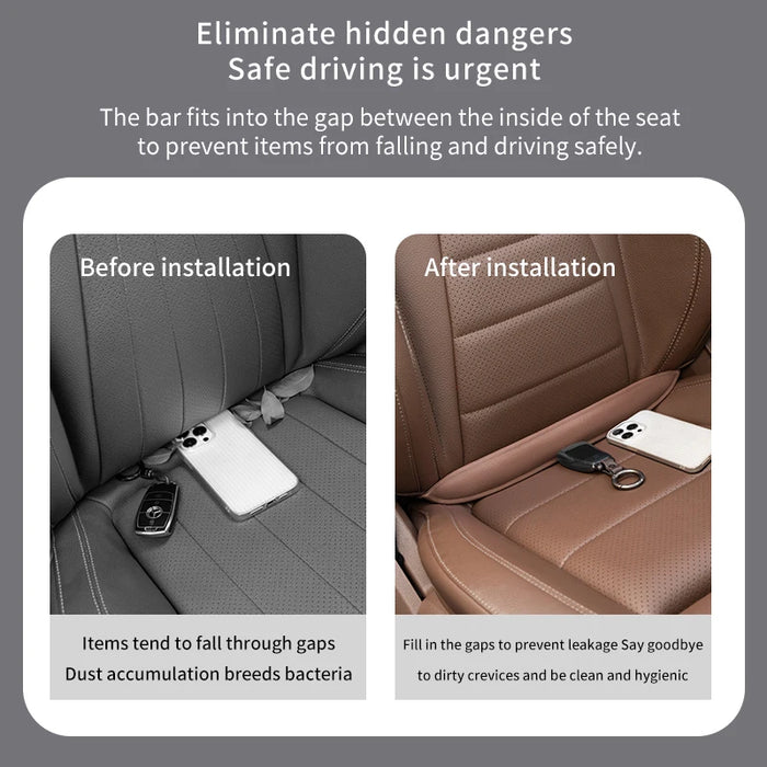 Car seat gap filler before and after