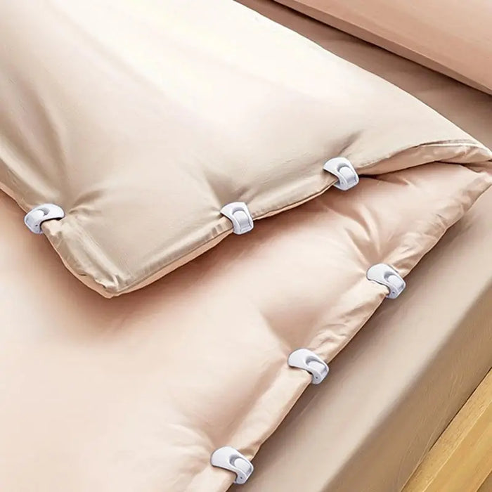 Duvet cover clips holding a duvet